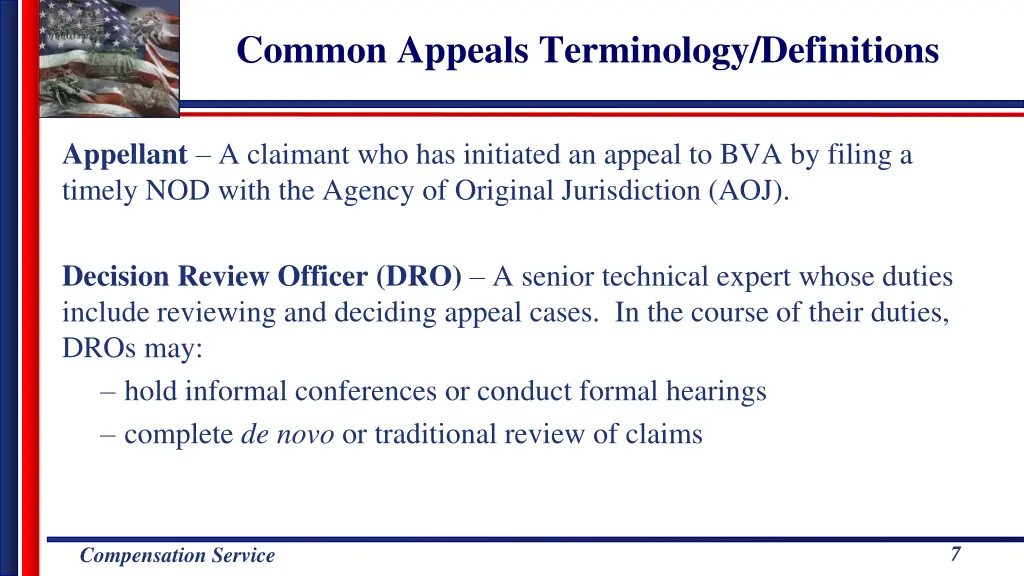 common appeals terminology definitions
