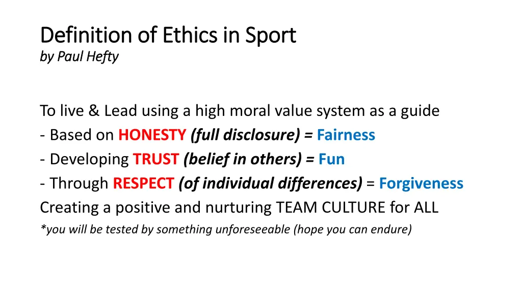 definition of ethics in sport definition