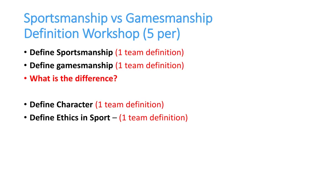 sportsmanship sportsmanship vs vs gamesmanship