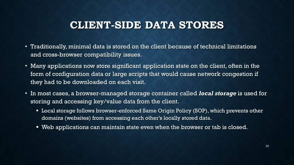 client side data stores