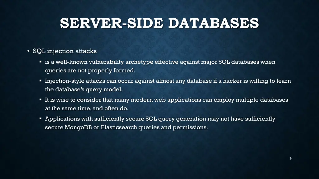 server side databases