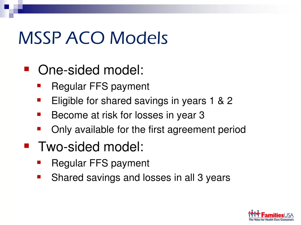 mssp aco models