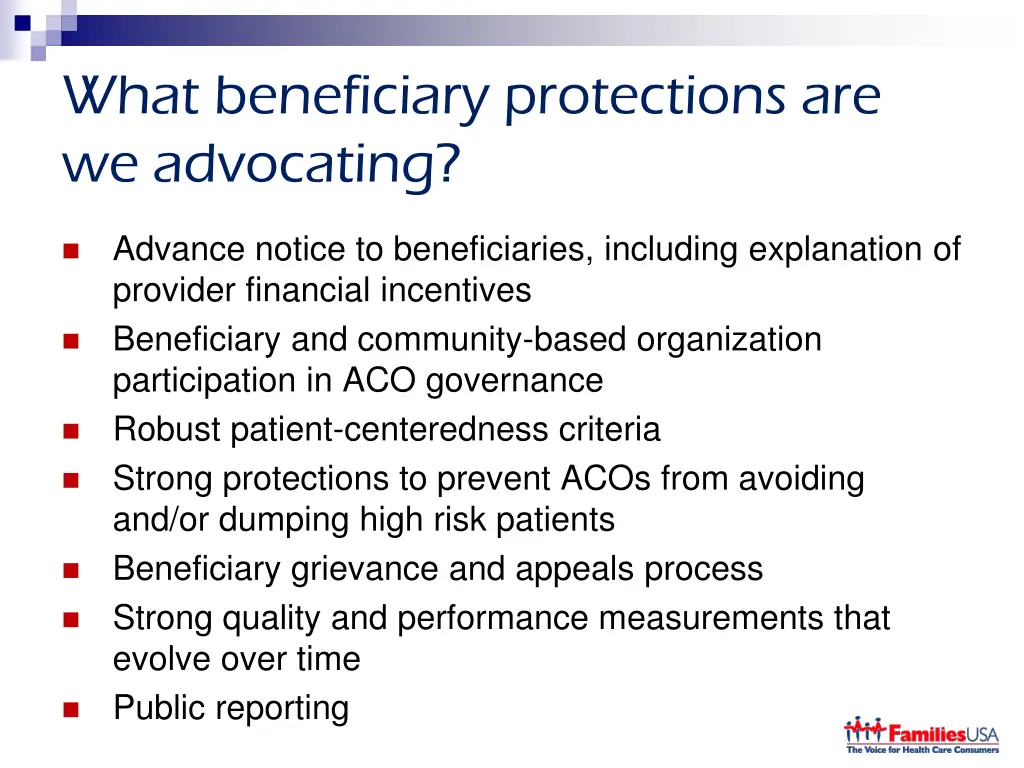 what beneficiary protections are we advocating