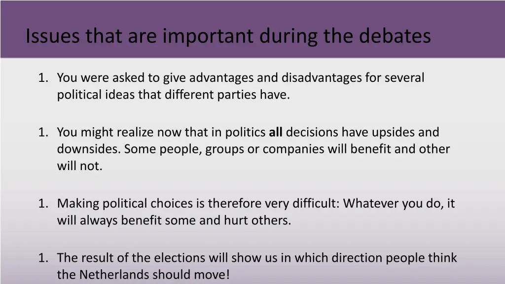 issues that are important during the debates 1