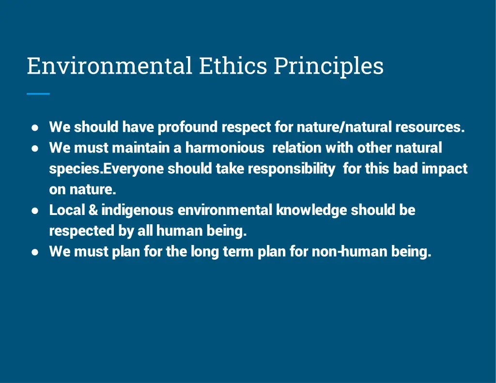 environmental ethics principles