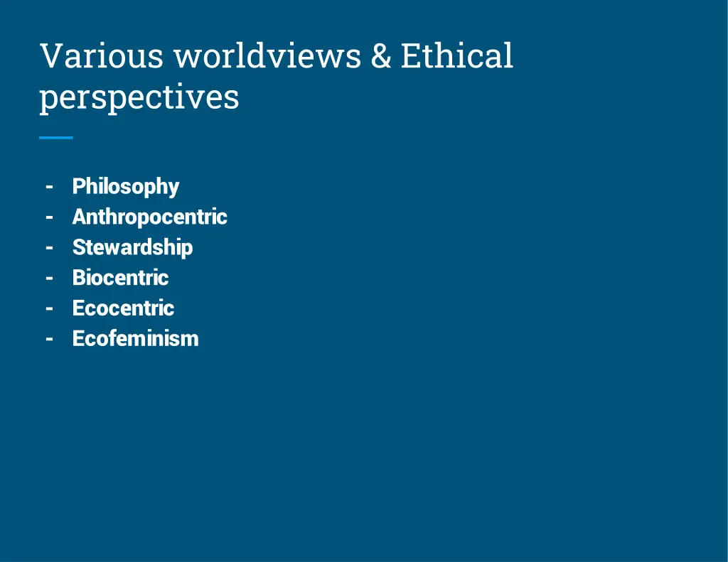 various worldviews ethical perspectives