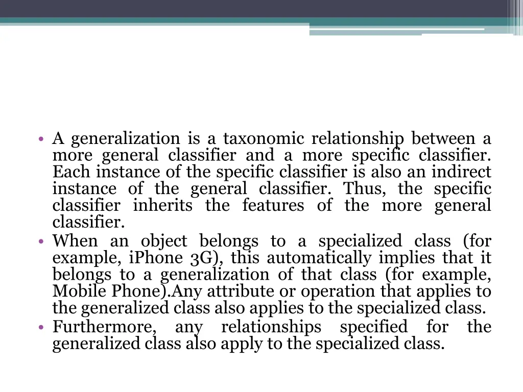 a generalization is a taxonomic relationship