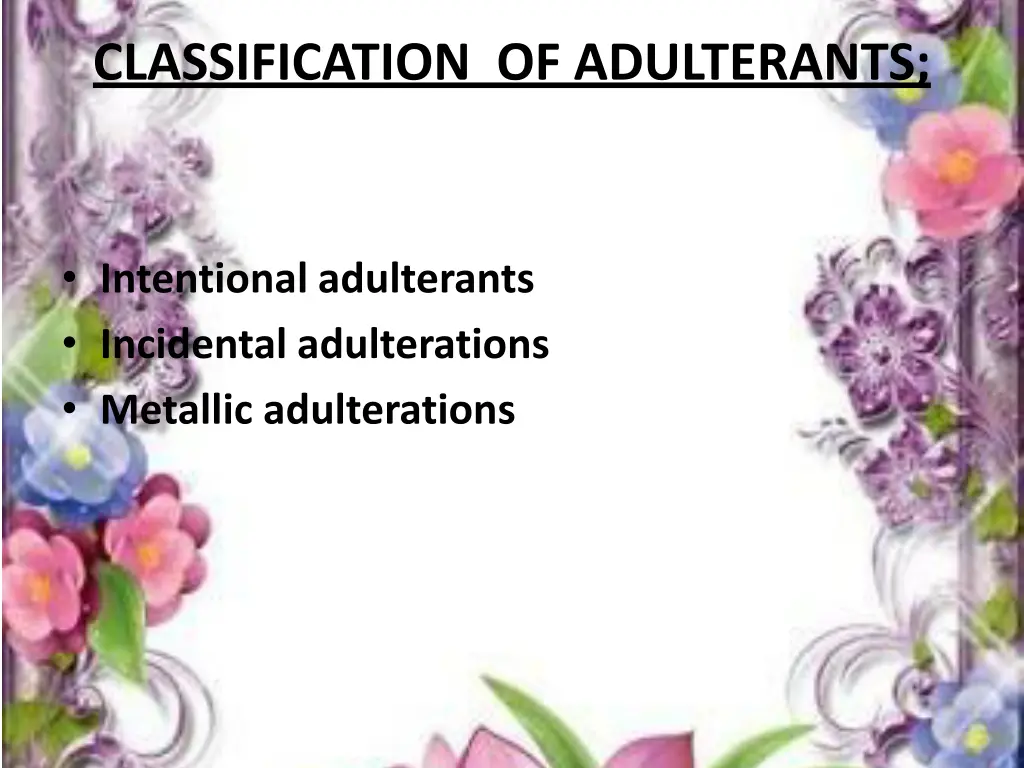 classification of adulterants