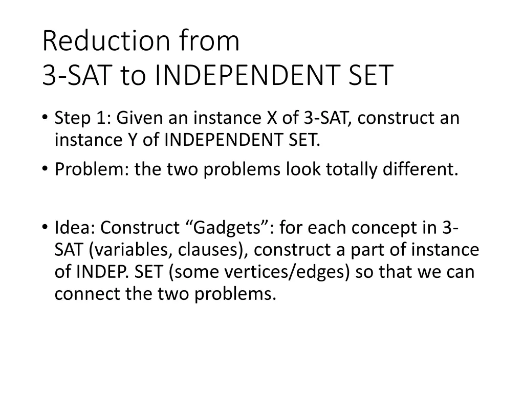 reduction from 3 sat to independent set