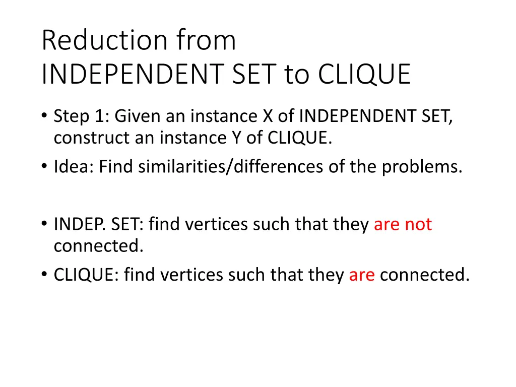 reduction from independent set to clique