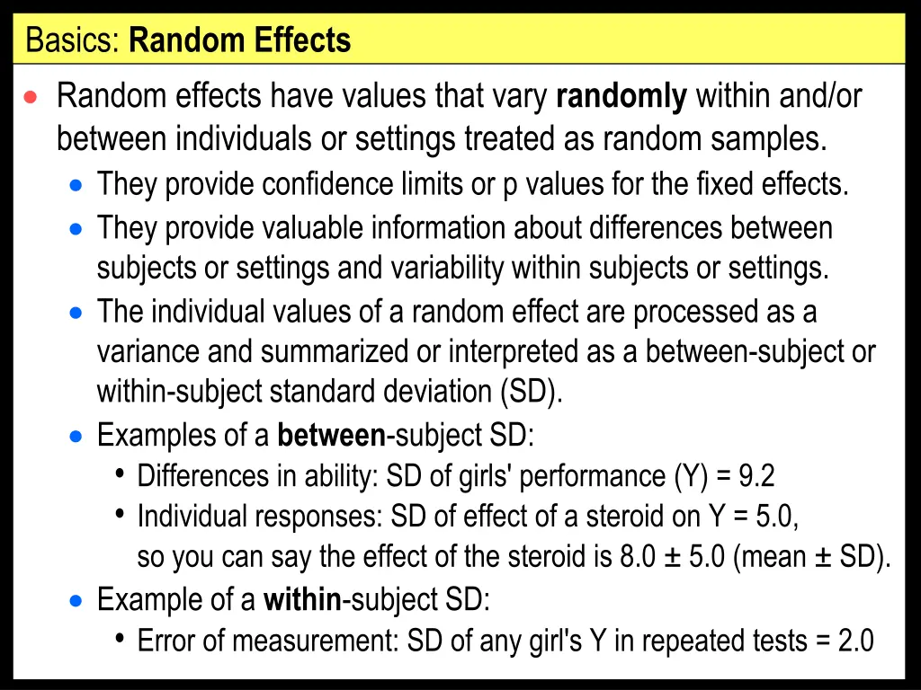 basics random effects random effects have values