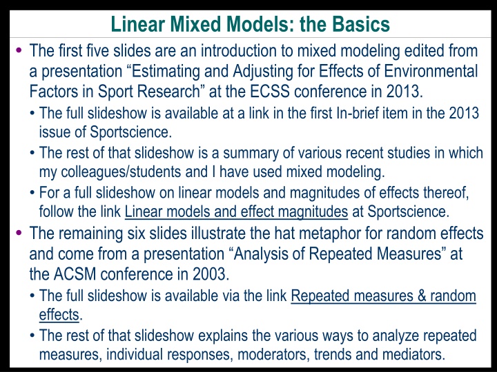 linear mixed models the basics the first five