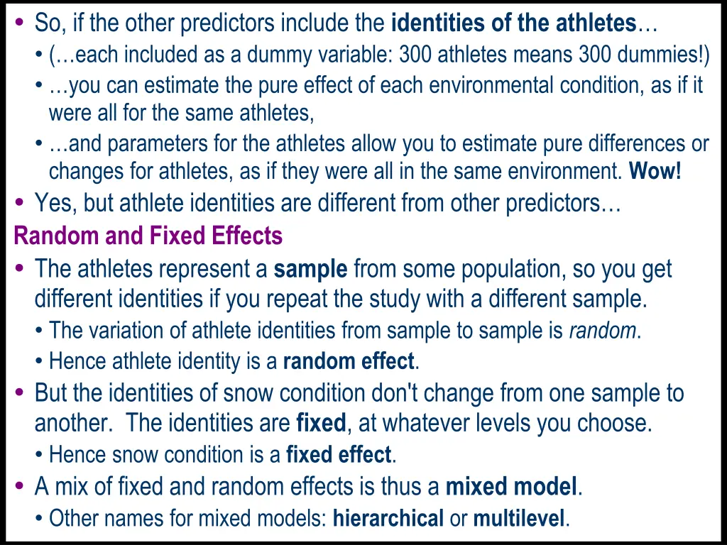 so if the other predictors include the identities