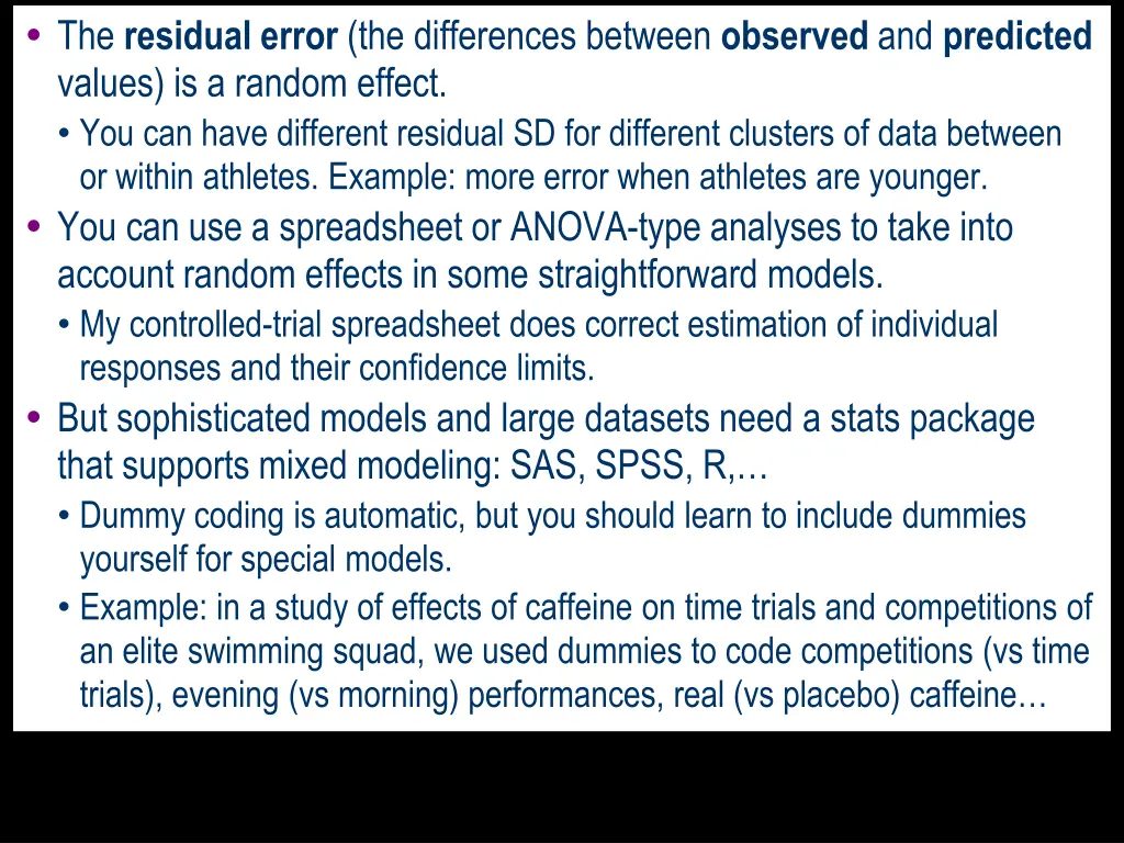 the residual error the differences between