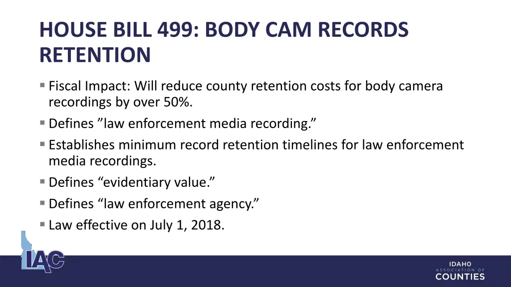 house bill 499 body cam records retention