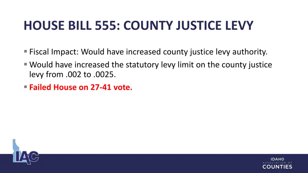 house bill 555 county justice levy