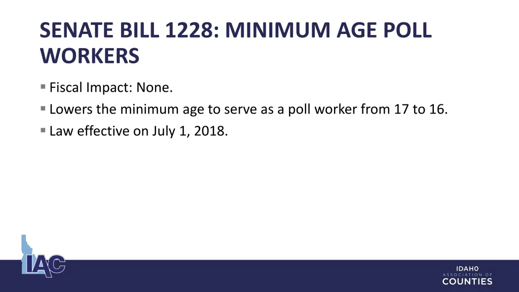 senate bill 1228 minimum age poll workers