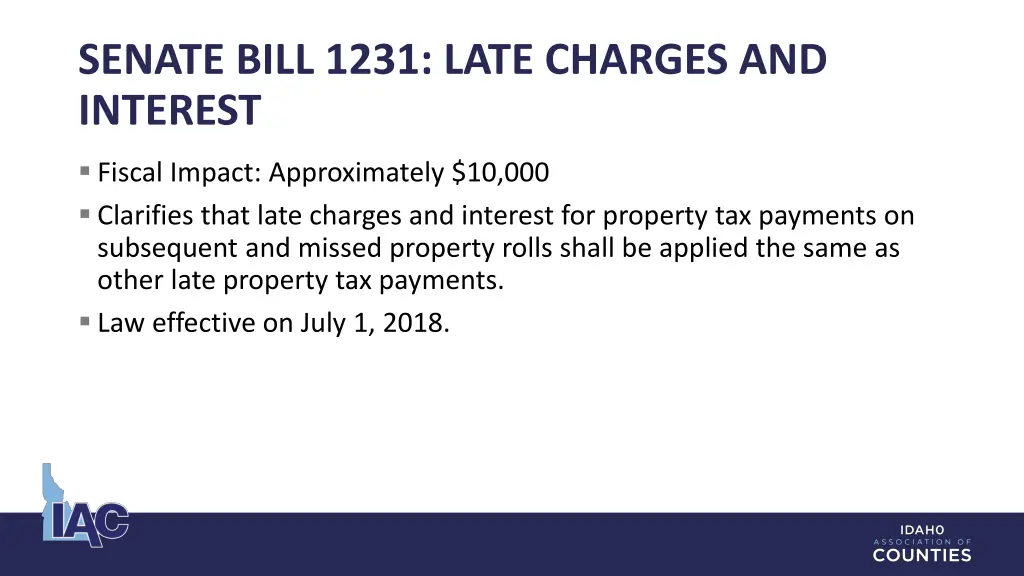 senate bill 1231 late charges and interest