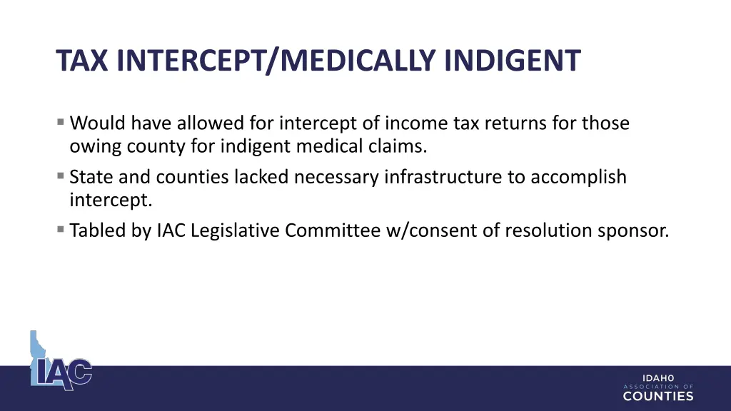 tax intercept medically indigent