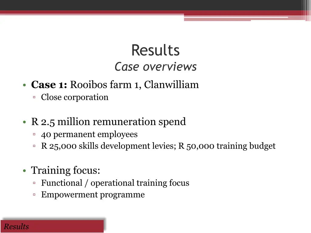 results case overviews