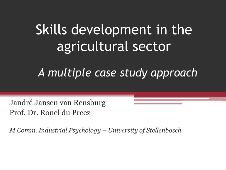 skills development in the agricultural sector