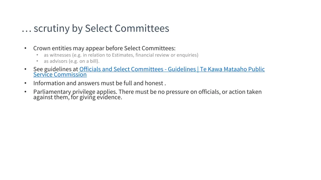 scrutiny by select committees