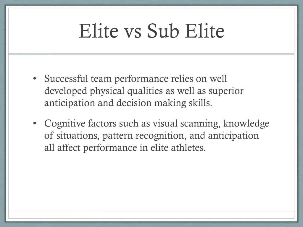 elite vs sub elite 1