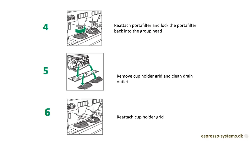 reattach portafilter and lock the portafilter