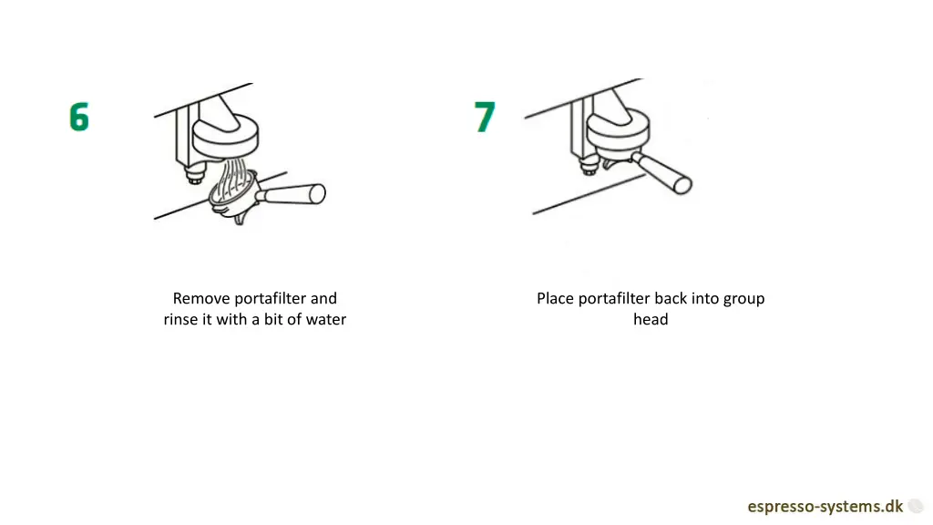 remove portafilter and rinse it with
