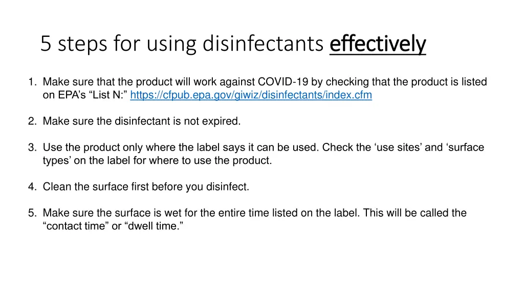 5 steps for using disinfectants effectively