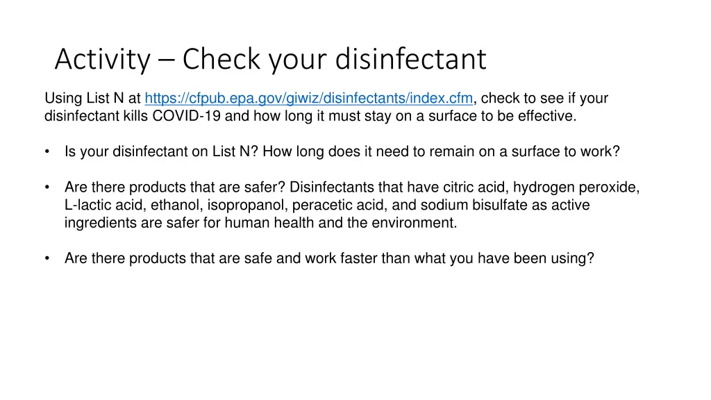 activity check your disinfectant