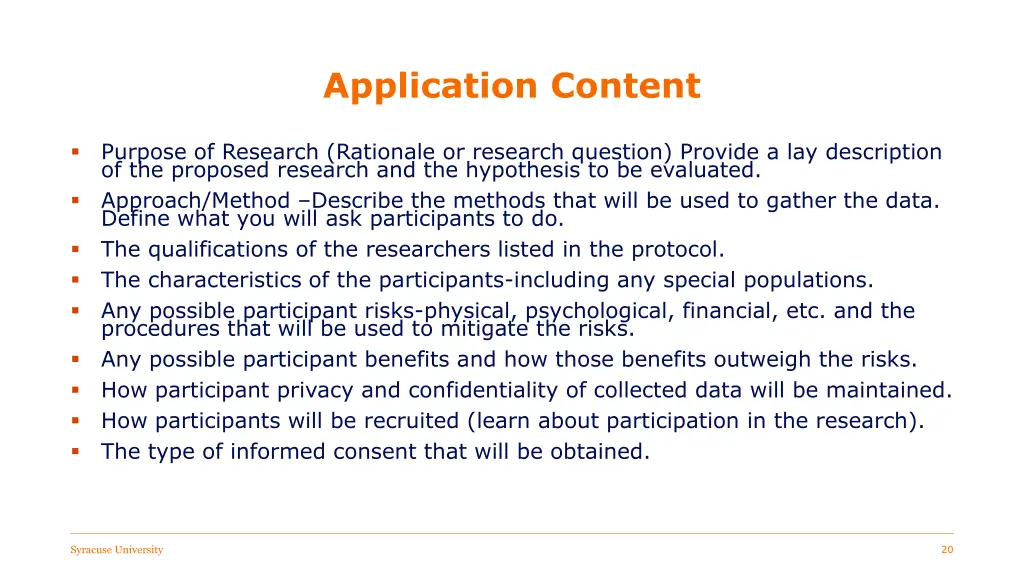 application content