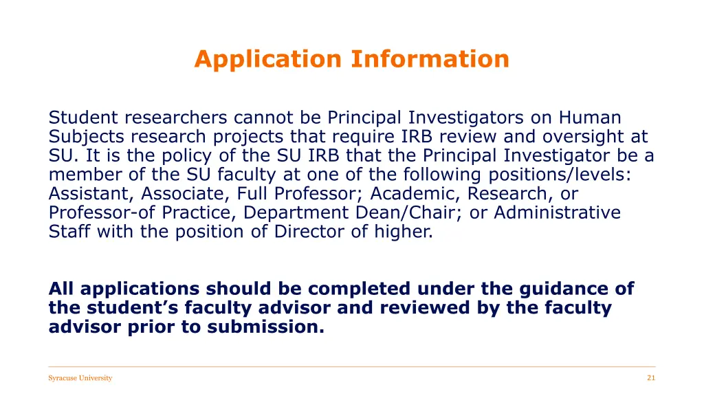 application information