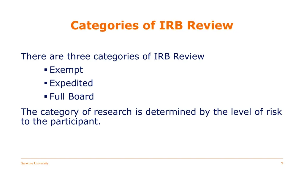 categories of irb review