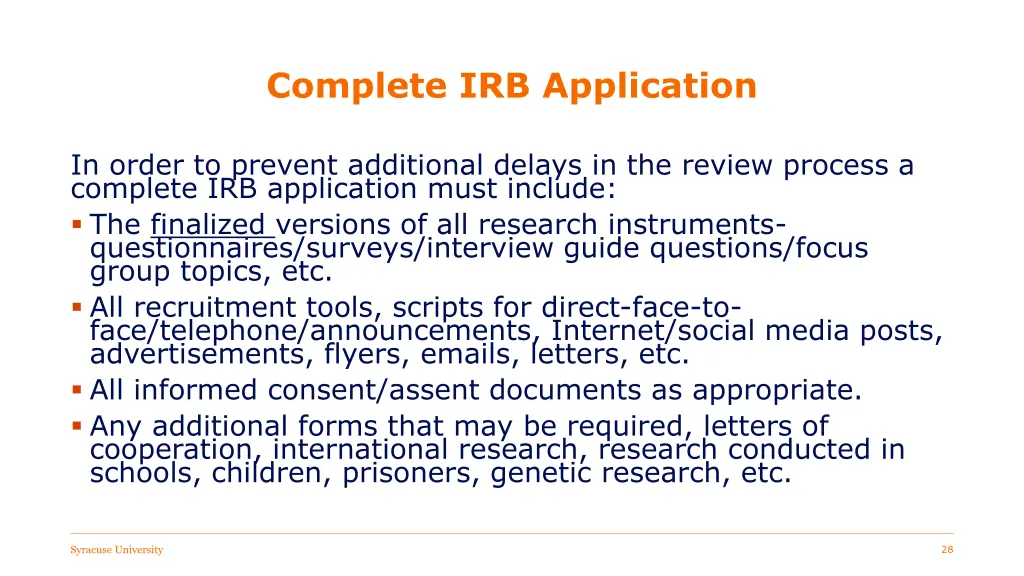 complete irb application