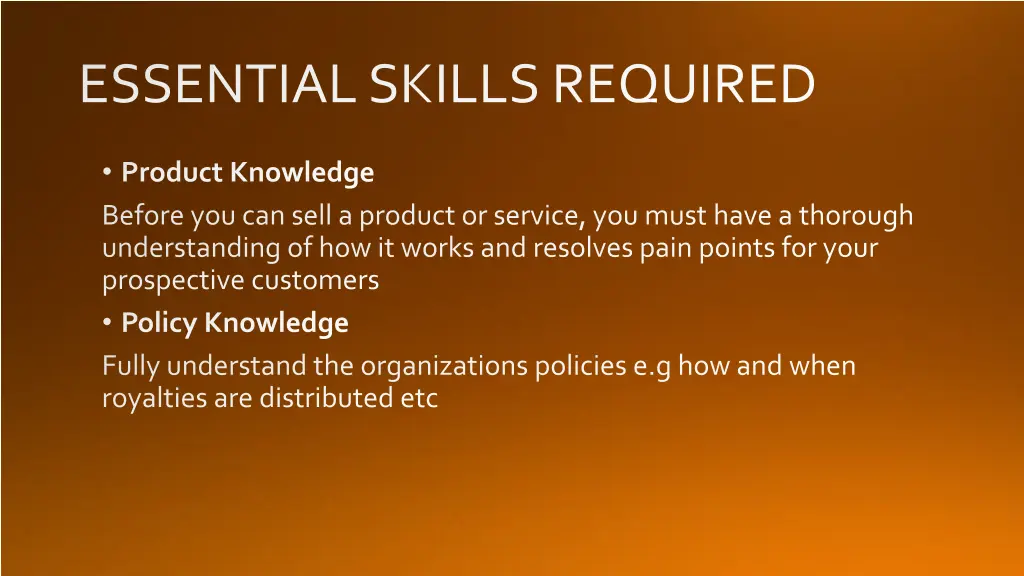essential skills required