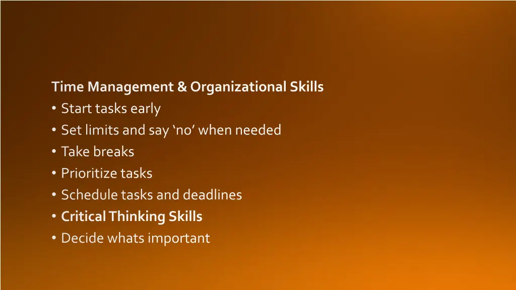 time management organizational skills start tasks