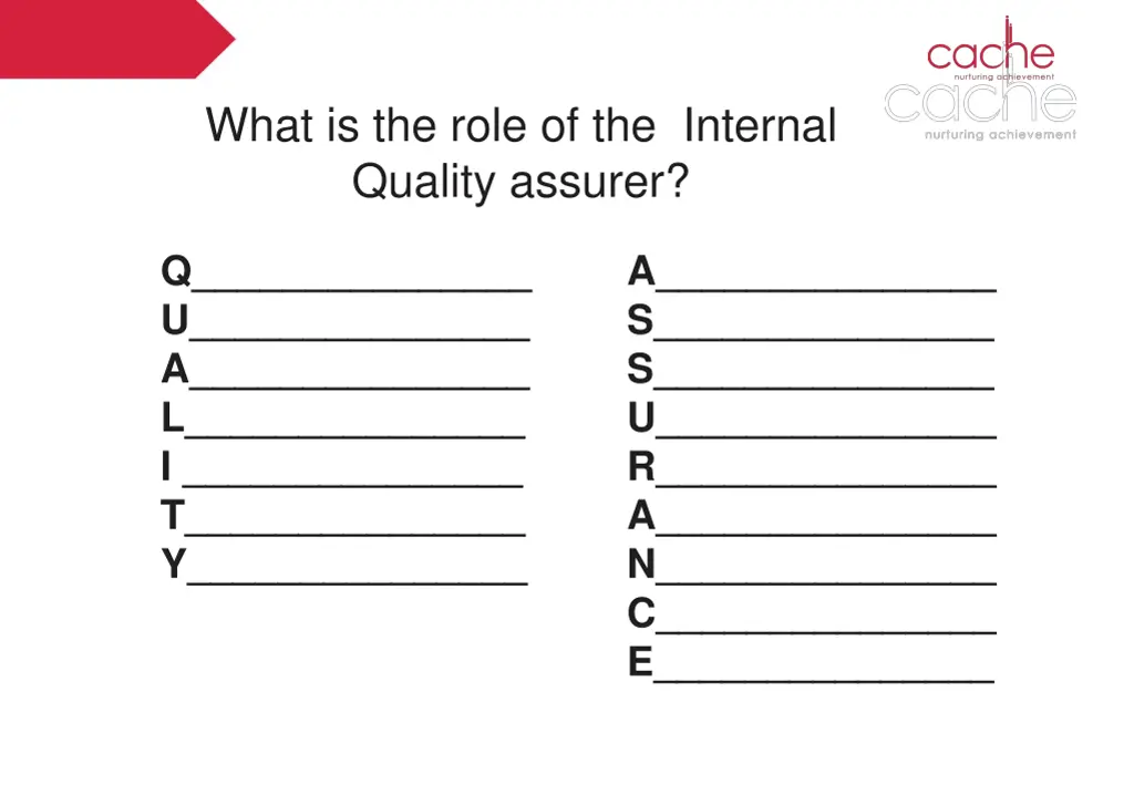 what is the role of the internal quality assurer