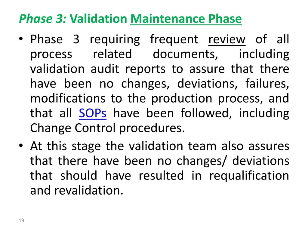 phase 3 validation maintenance phase phase