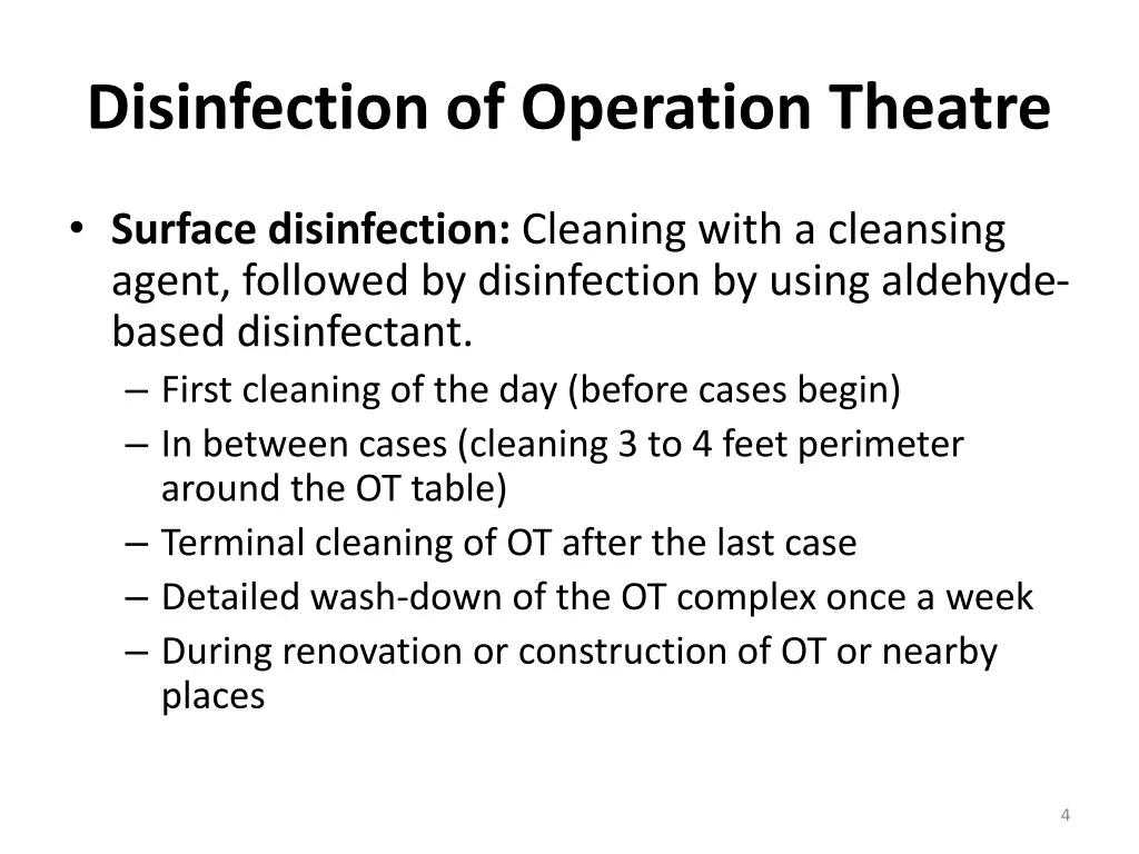 disinfection of operation theatre