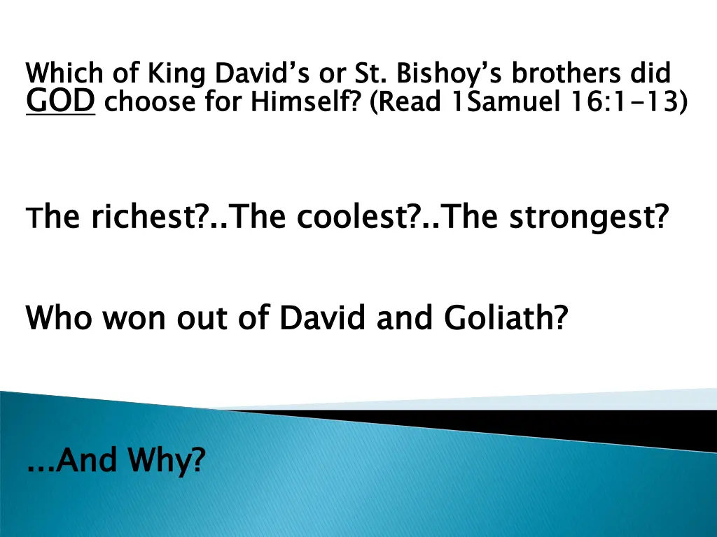 which of king david s or st bishoy s brothers