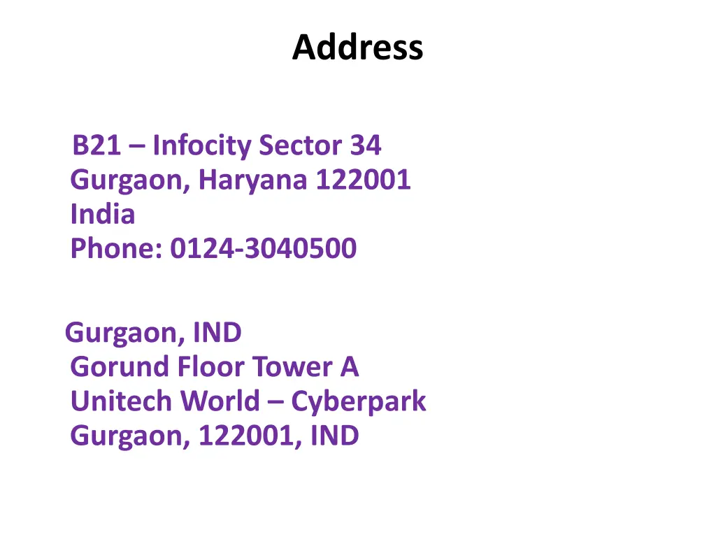 address
