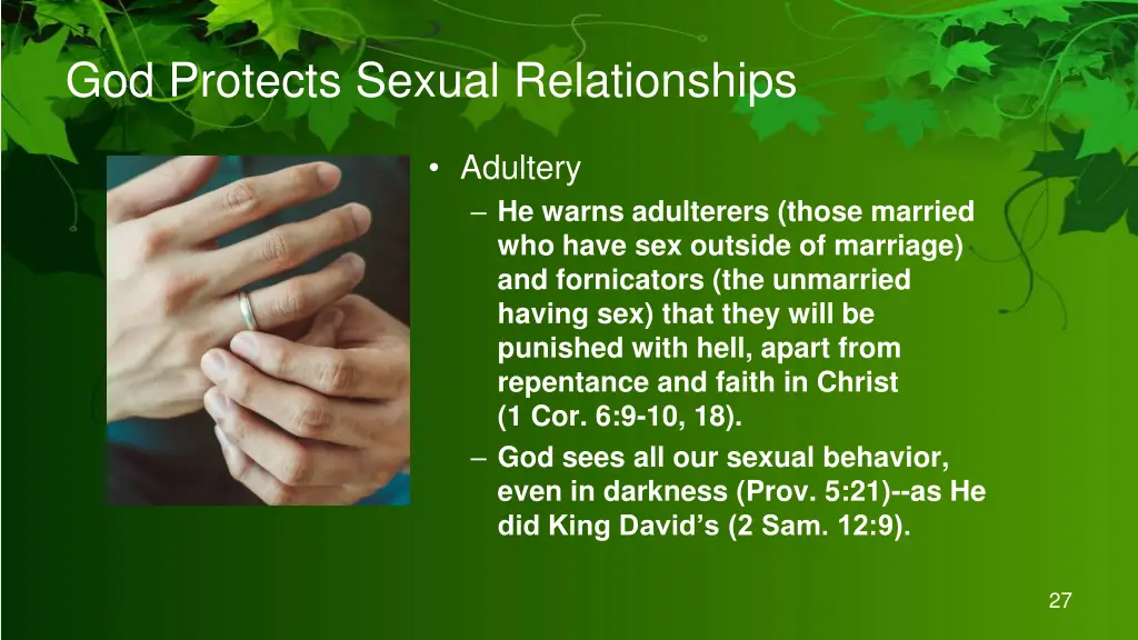 god protects sexual relationships