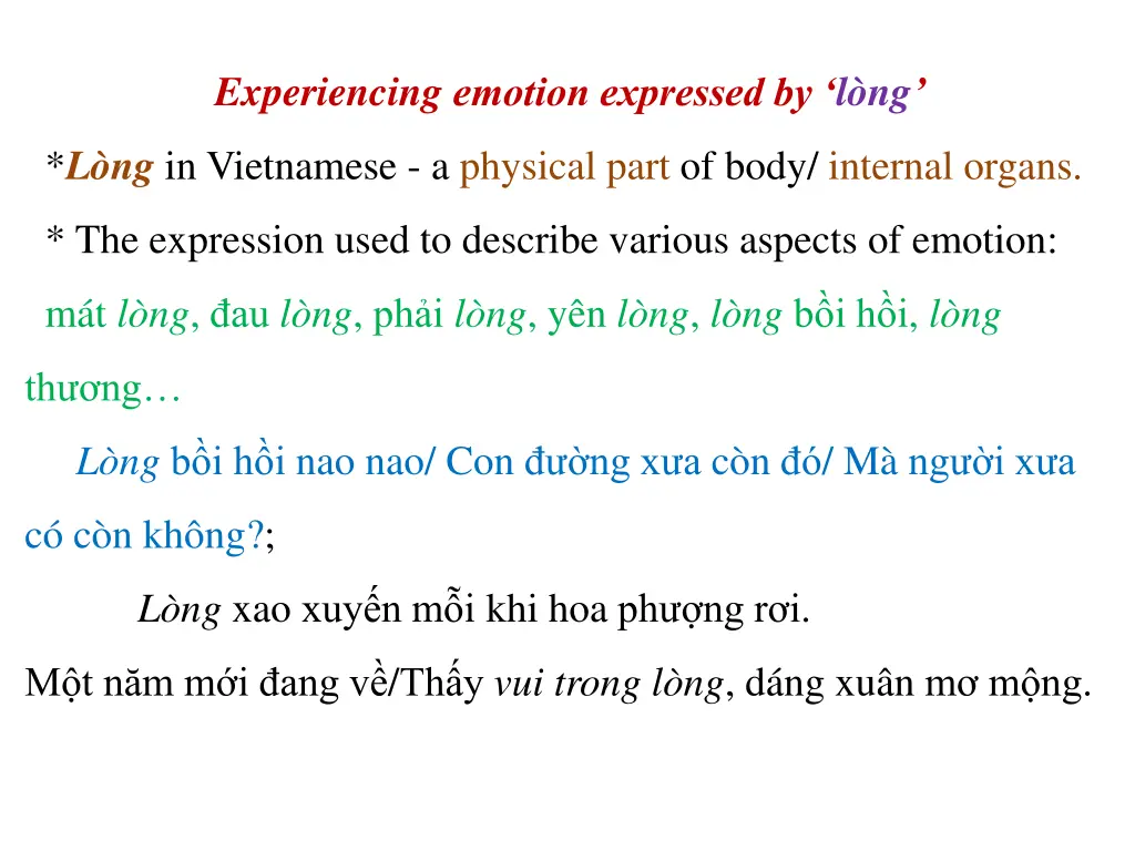 experiencing emotion expressed by l ng