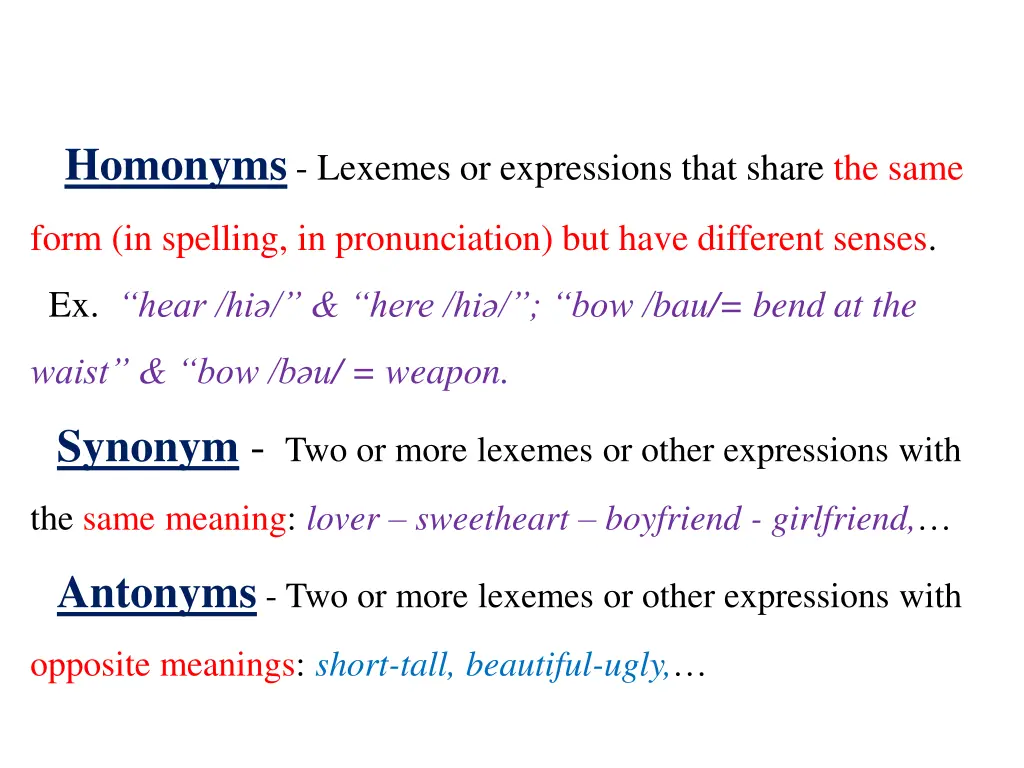 homonyms lexemes or expressions that share