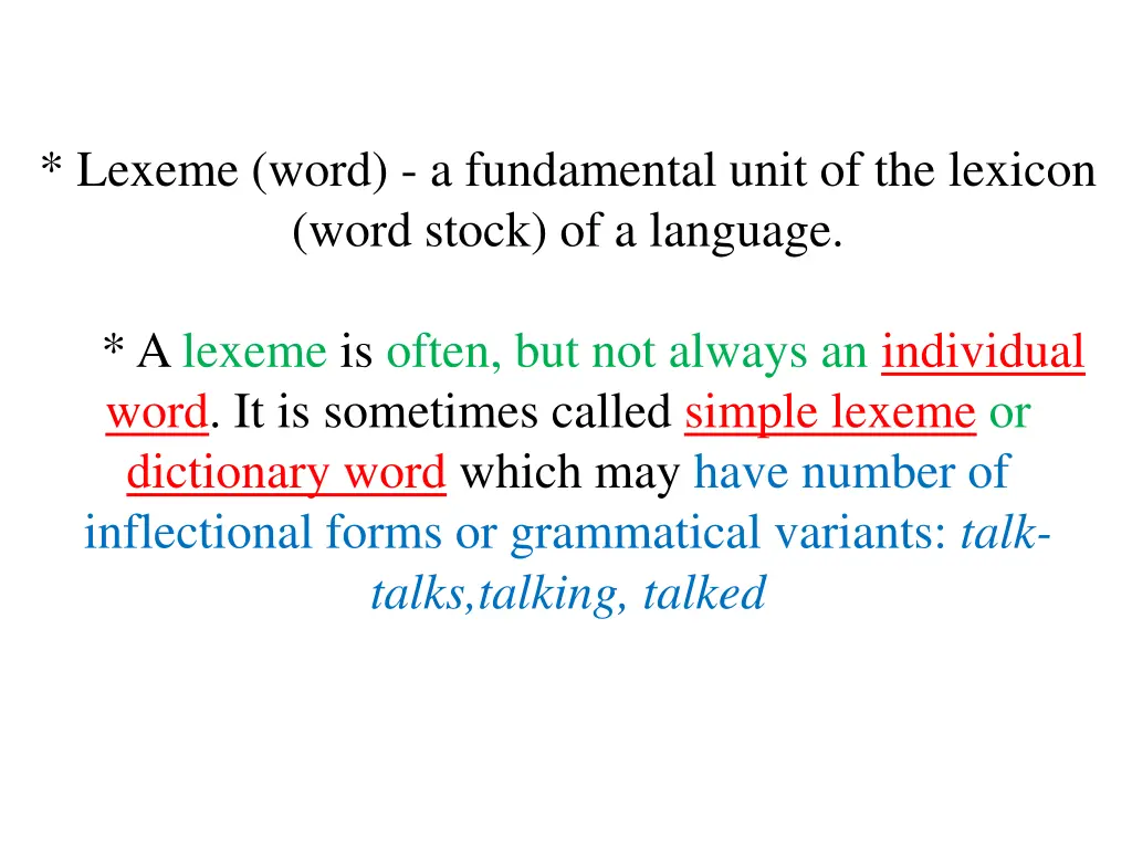 lexeme word a fundamental unit of the lexicon