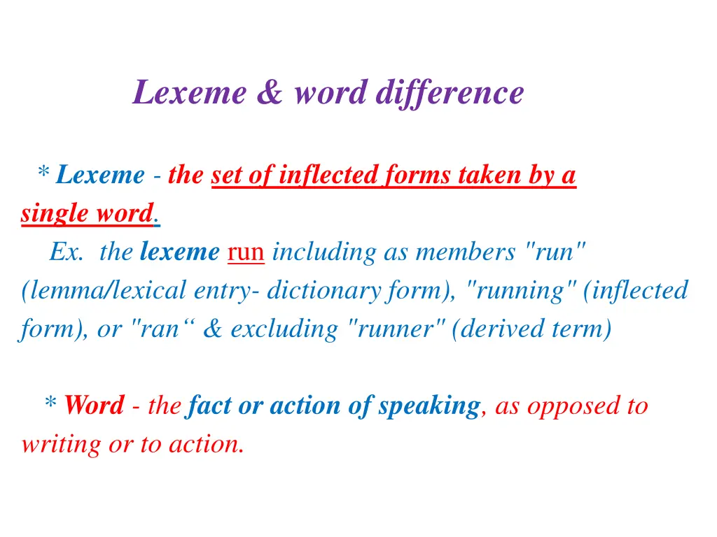 lexeme word difference