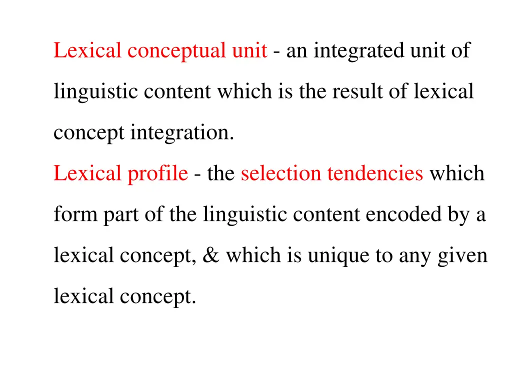 lexical conceptual unit an integrated unit of
