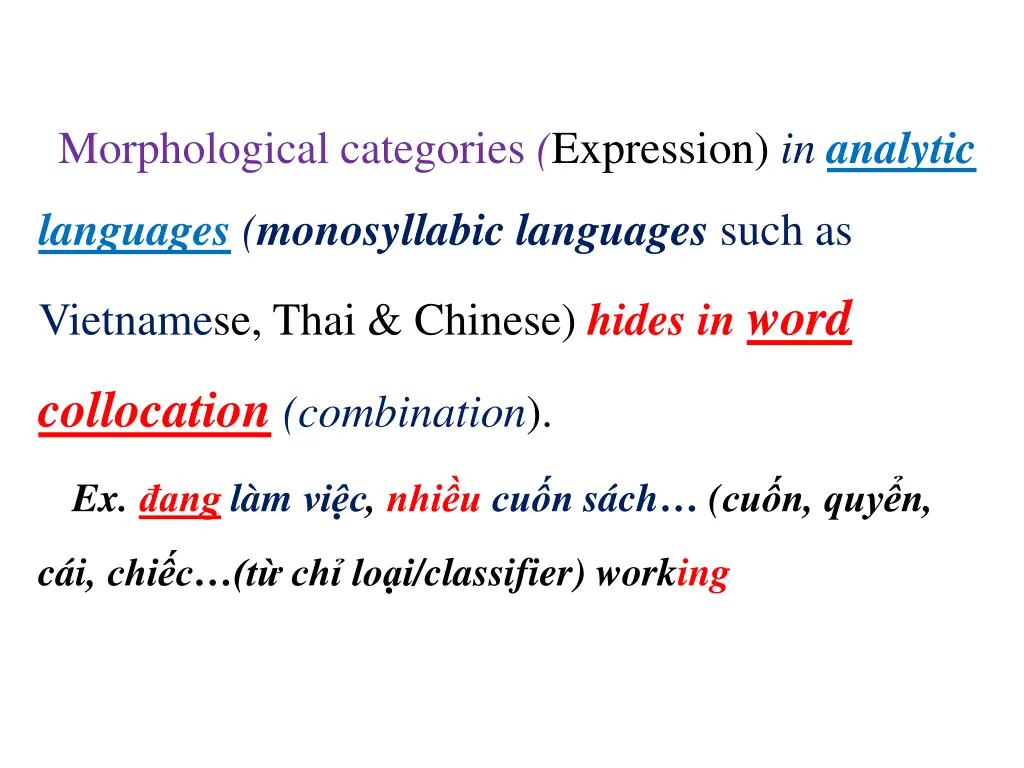 morphological categories expression in analytic
