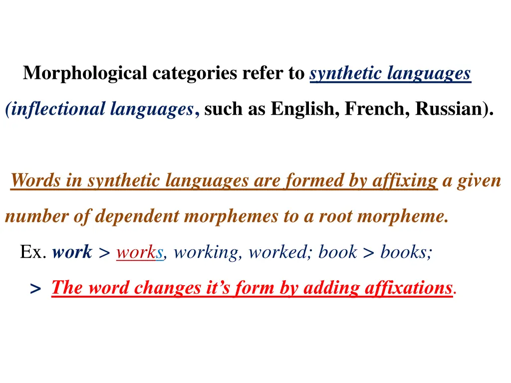 morphological categories refer to synthetic